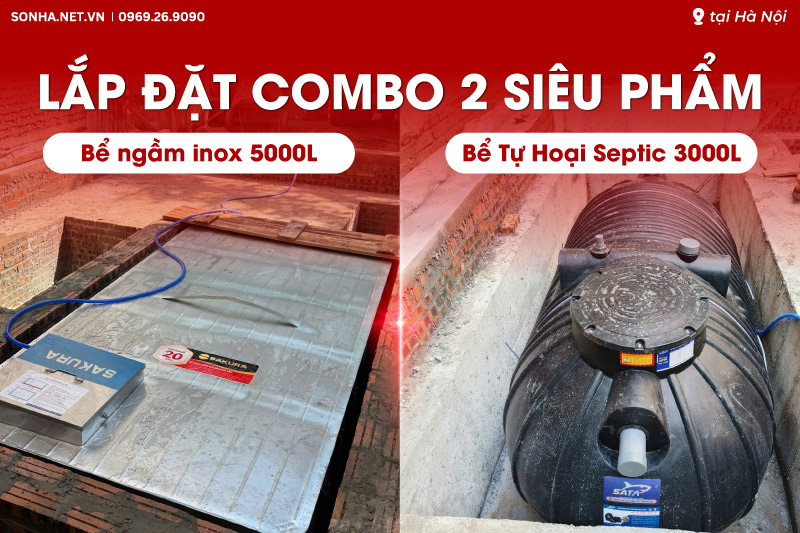 Lắp đặt thực tế combo bể ngầm inox và bể phốt nhựa cho khách hàng