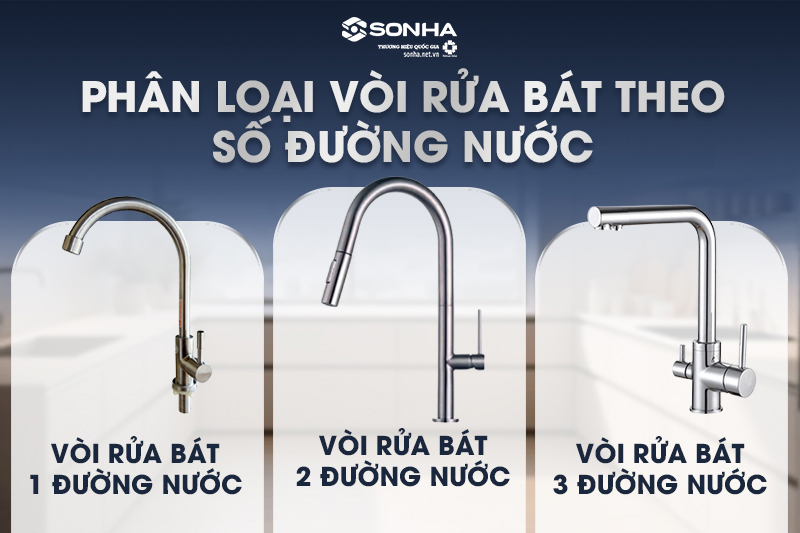 Phân loại vòi rửa bát theo số đường nước