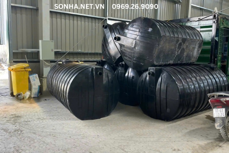 Hình ảnh tập kết bể phốt nhựa Tiền Phong tại công trình