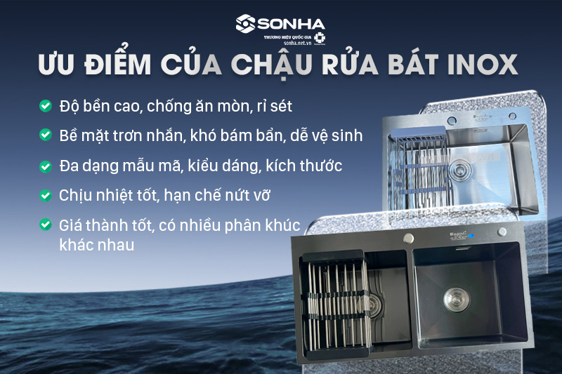  Ưu điểm của chậu rửa bát inox