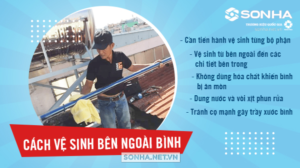 Cách vệ sinh bên ngoài bình