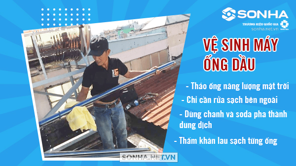 Cách vệ sinh máy nước nóng năng lượng mặt trời Sơn Hà đúng cách