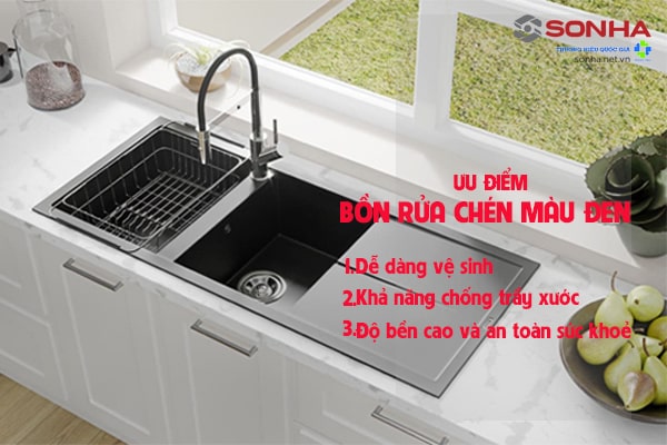 Ưu điểm chậu rửa bát màu đen