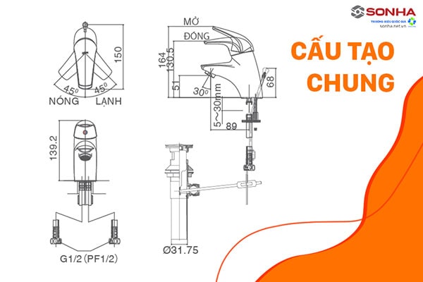 Cấu tạo chung các loại vòi nước