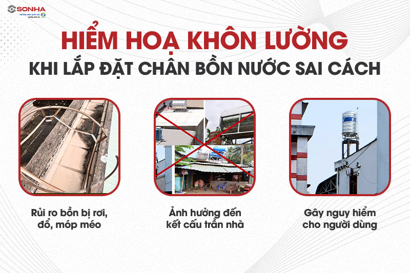 Nguy hại khi xây chân bồn nước inox sai cách