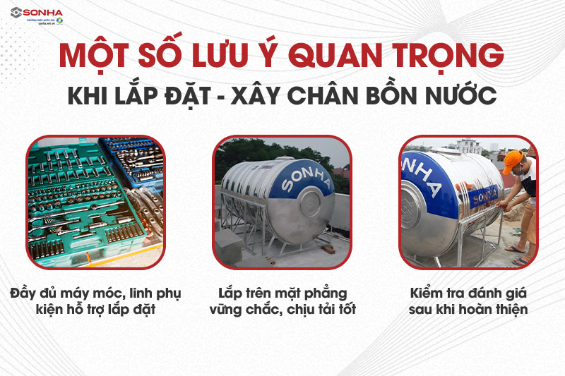 Một số lưu ý khi lắp đặt khung giá đỡ bồn nước inox