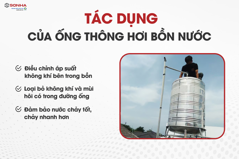 Tác dụng khi lắp đặt ống thông hơi cho bồn nước inox tại hộ gia đình