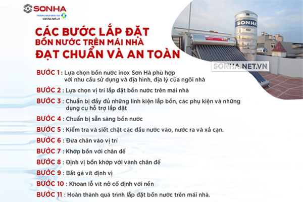Quy trình lắp đặt bồn nước trên mái nhà
