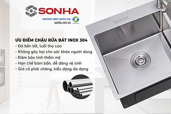 5 ưu điểm chậu rửa bát inox 304