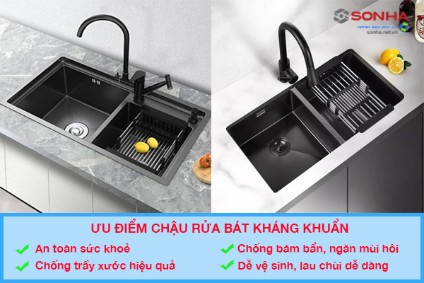 Ưu điểm chậu rửa bát kháng khuẩn