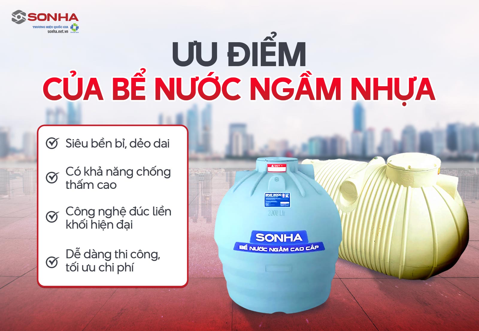Ưu điểm của bể nước ngầm nhựa Sơn Hà