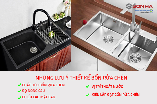 Lưu ý cần biết khi thiết kế chậu rửa bát