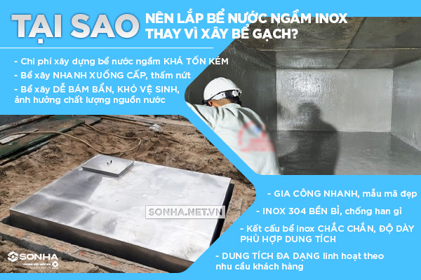 Tại sao nên lắp bể nước ngầm inox thay vì xây bể gạch?