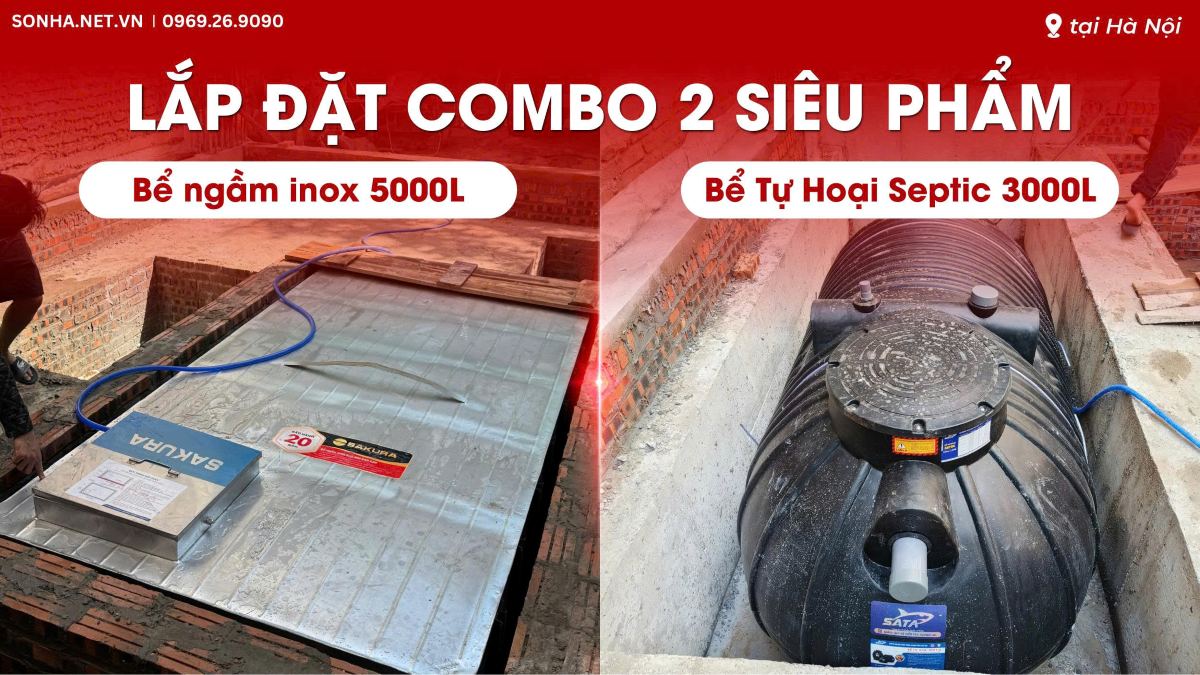 Lắp Đặt Combo Bể Ngầm Inox 5000L Và Bể Phốt 3000L Tại Hà Nội