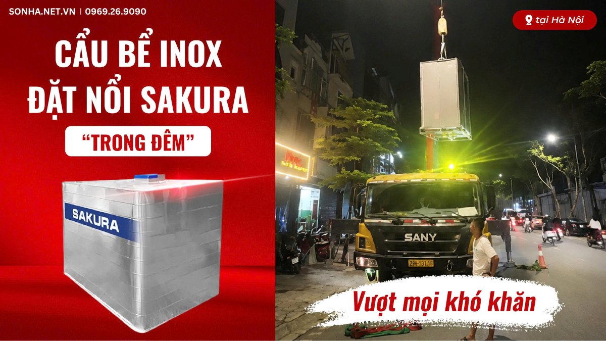 Cẩu Bể Đặt Nổi Inox Sakura 700L Trong Đêm Cho Khách Hàng