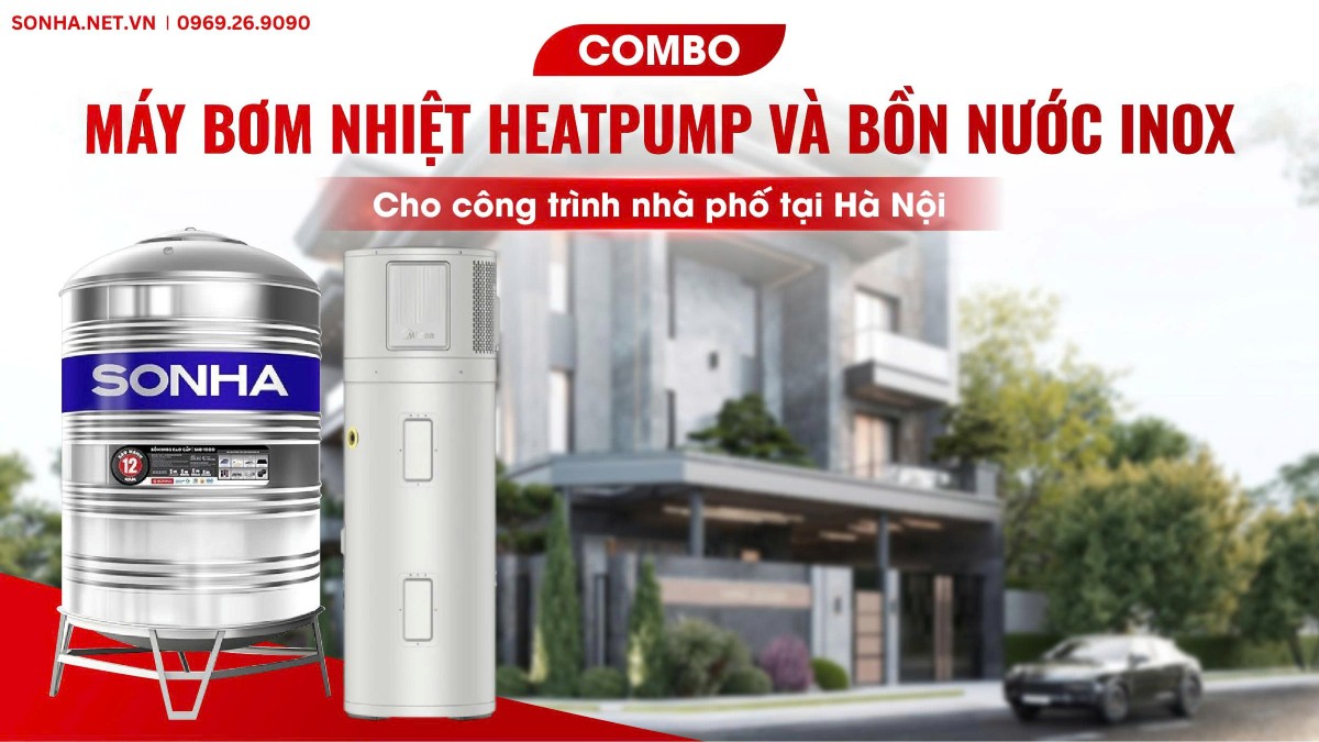Lắp Đặt Máy Bơm Nhiệt Heatpump Và Bồn Inox Cho Nhà Phố