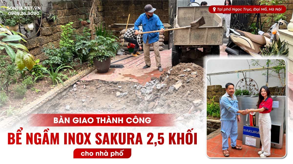 Bàn Giao Bể Ngầm Inox Sakura 2.5m3 Tại Ngọc Trục, Hà Nội