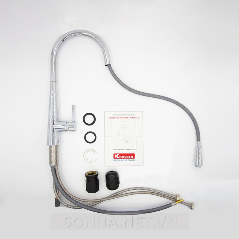 Vòi rửa bát Konox chức năng nóng lạnh rút dây Konox chế độ 2 đường nước KN1901C