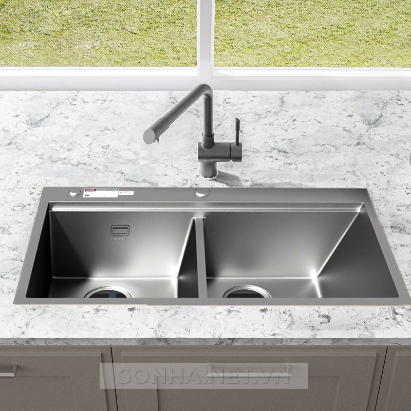 Chậu rửa bát 2 hố, hạ bậc Konox Workstation Apron Sink KN8751DA Retta