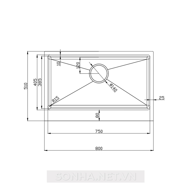 Chậu rửa bát 1 hố Konox Workstation Apron Sink KN8051AS Retta
