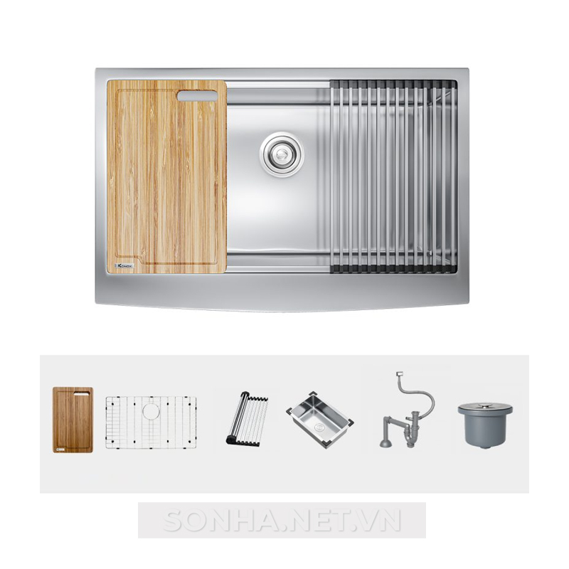 Chậu rửa bát 1 hố Konox Workstation - Apron Sink KN8051AS Curve