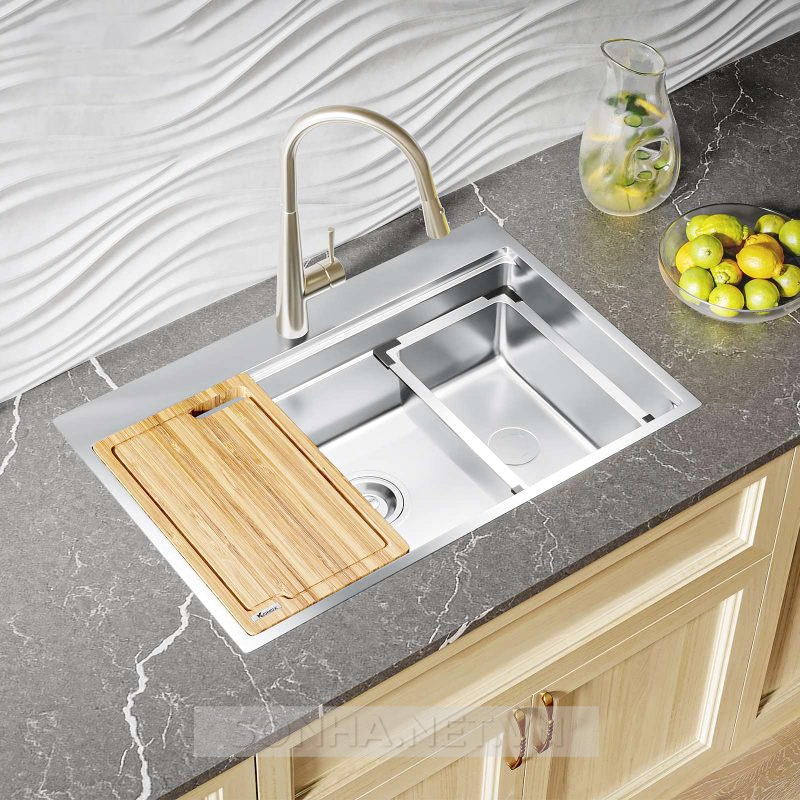 Chậu rửa bát 1 hố, hạ bậc Konox Workstation Topmount Sink KN7650TS