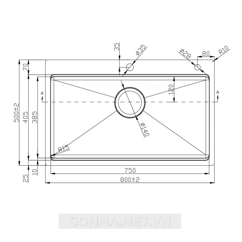 Chậu rửa bát 1 hố, hạ bậc Konox Workstation Topmount Sink KN8050TS