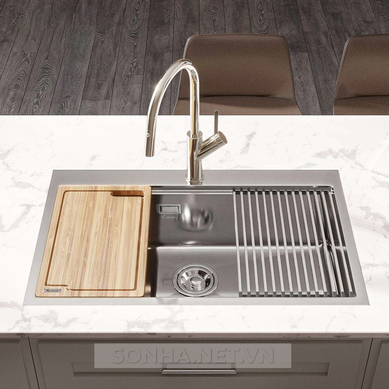 Chậu rửa bát 1 hố, hạ bậc Konox Workstation Topmount Sink KN8050TS (full phụ kiện)