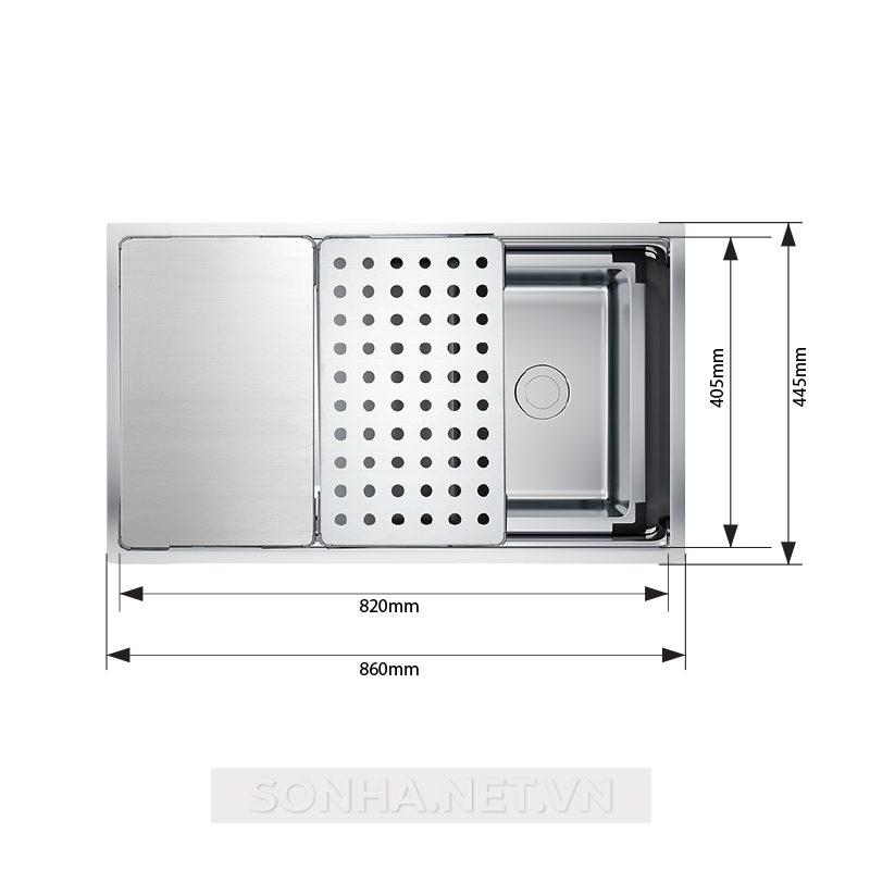Chậu rửa bát 1 hố, hạ bậc KONOX Workstation Sink-Undermount Sink KN8644SU Dekor