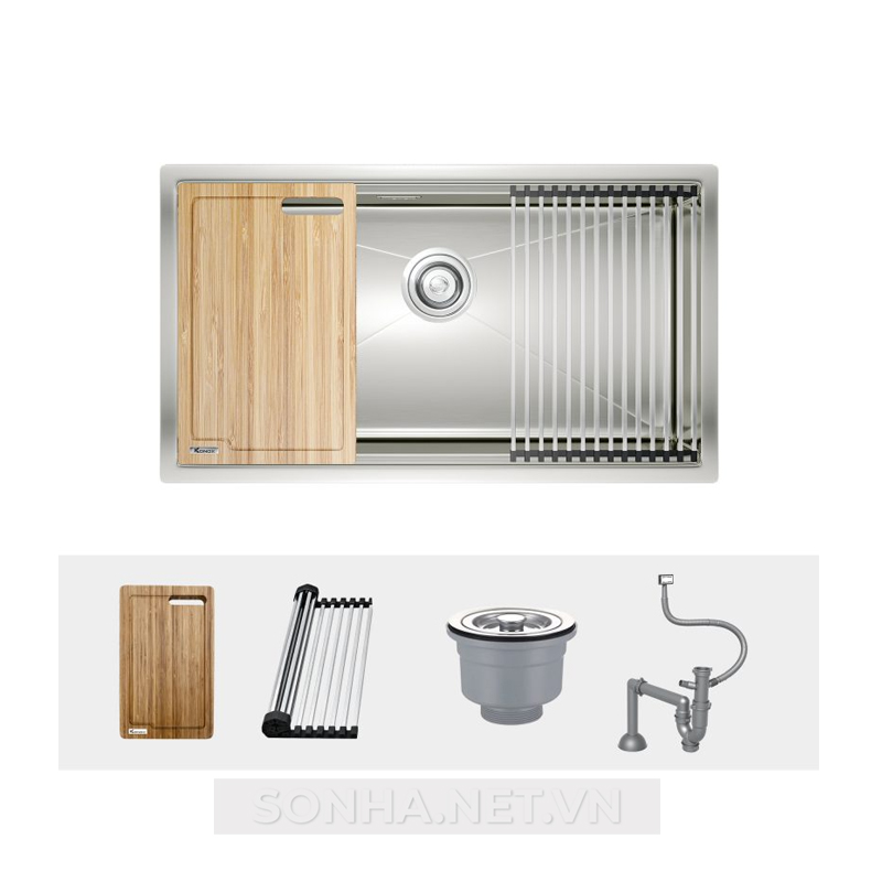 Chậu rửa bát 1 hố, hạ bậc KONOX Workstation Sink-Undermount Sink KN8046SU