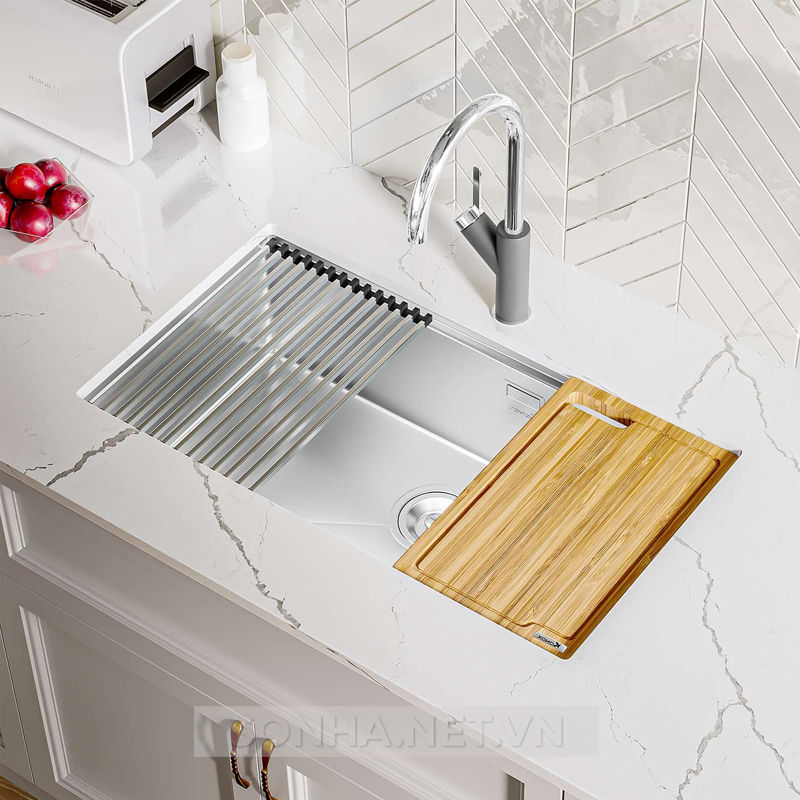 Chậu rửa bát 1 hố, hạ bậc KONOX Workstation Sink-Undermount Sink KN8046SU (Full phụ kiện)