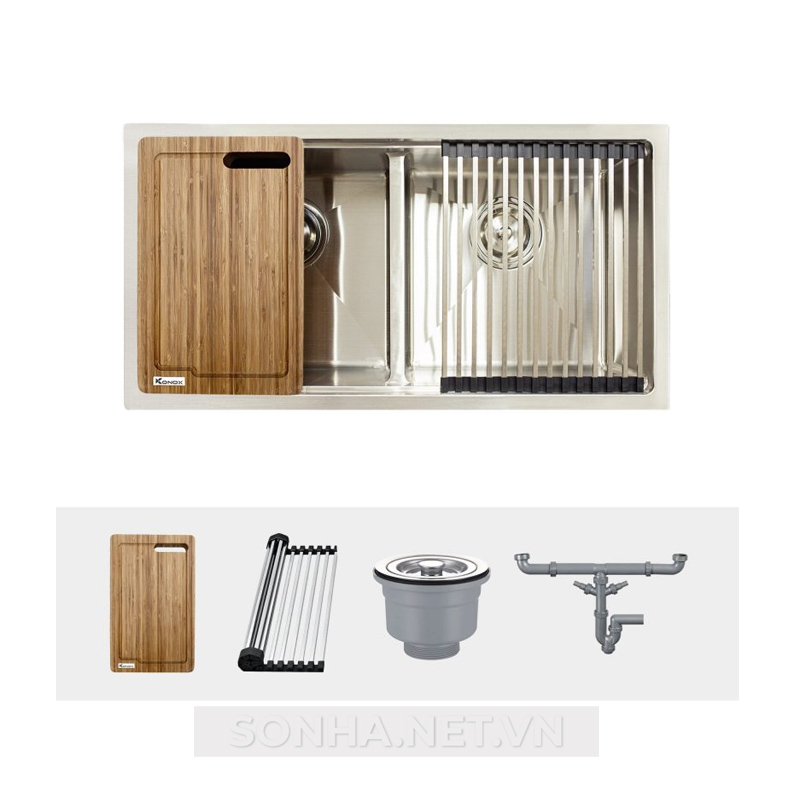 Chậu rửa bát 2 hố, hạ bậc KONOX Workstation Sink-Undermount Sink KN8745DUB