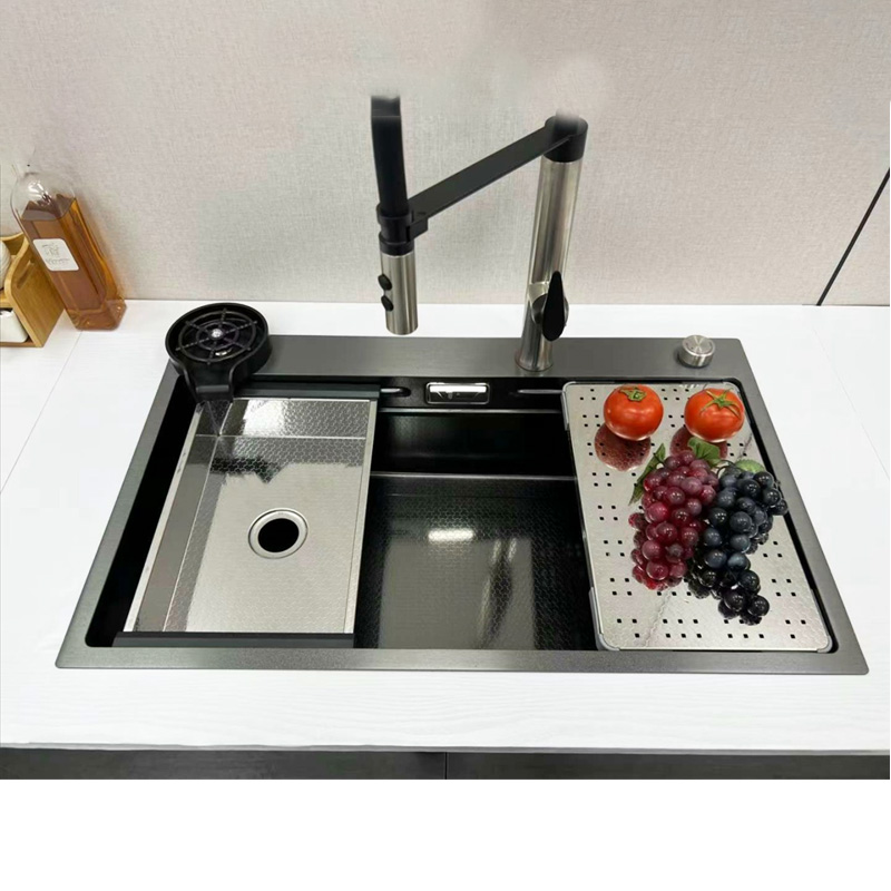 Chậu rửa bát chén  inox nano kèm vòi KAGOL  KNB8046 - 304 một hố inox 304 (kt:800x460x220)