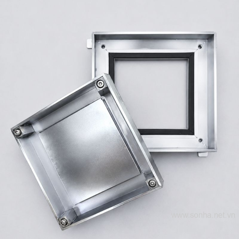 Nắp chờ hút bể phốt âm sàn ngăn mùi inox 304, kích thước 25x25