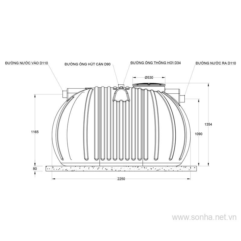 Bồn tự hoại septic ngang SATA 3000L