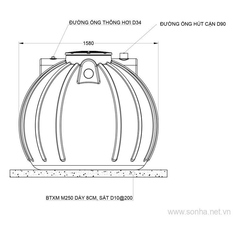 Bồn tự hoại septic ngang SATA 3000L