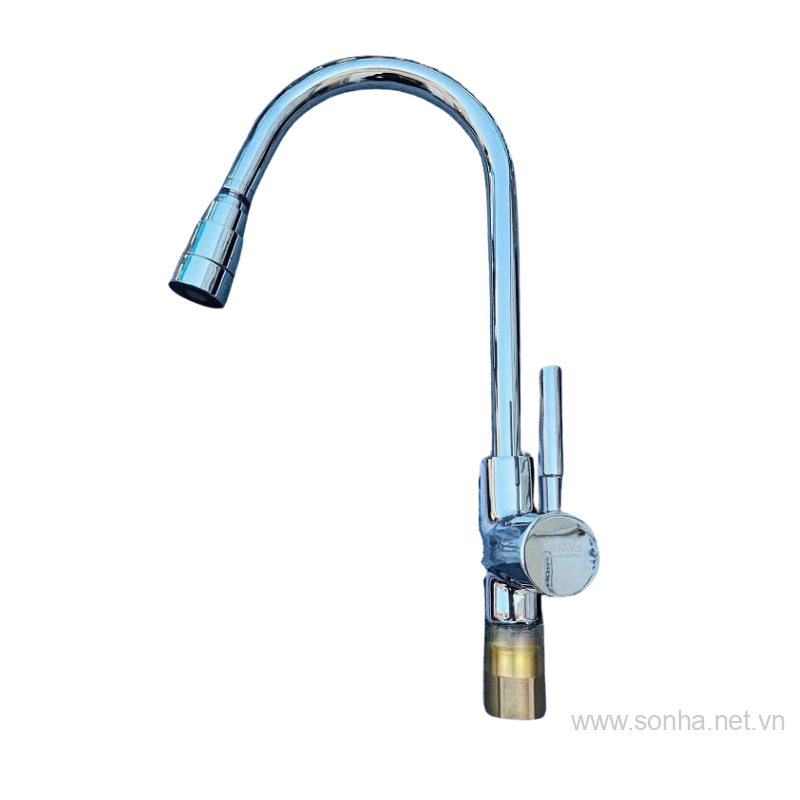 Vòi rửa bát Kagol K28 đồng mạ hai đường nước, đầu xoay 360