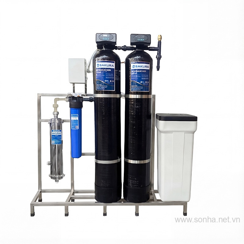 Máy lọc nước 2 cột áp lực tự động sục rửa có màng siêu lọc UF Sakura SKUF212C