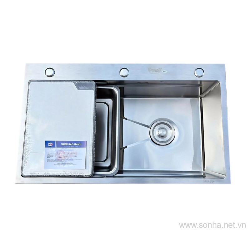 Chậu rửa bát inox Kagol K7546-304 một hố (KT:75x46x23cm)