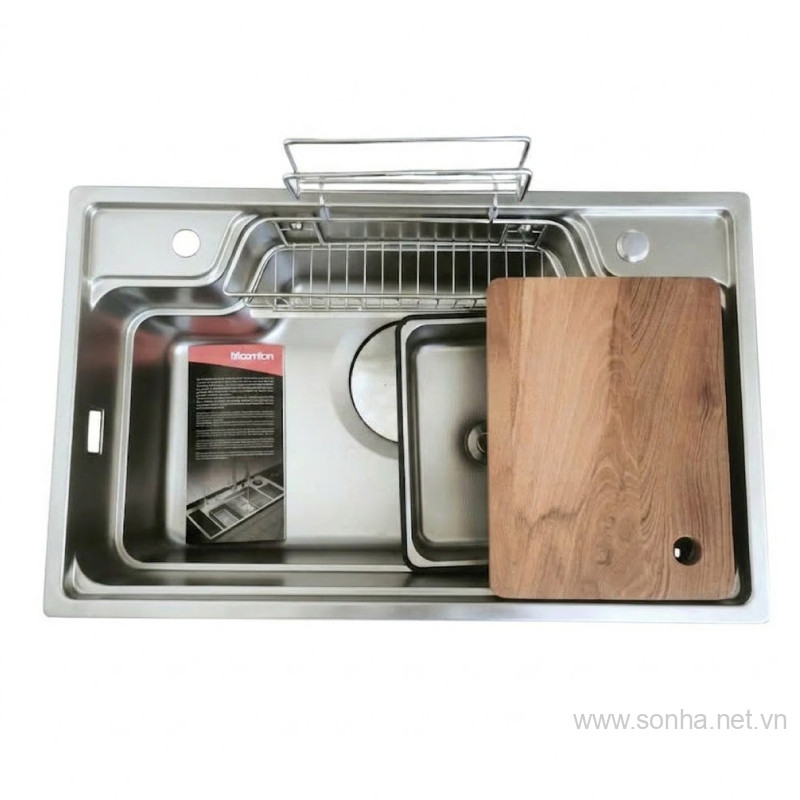 Chậu rửa bát  một hố inox 304 Moomton M7848 (KT: 780x480x220 mm)