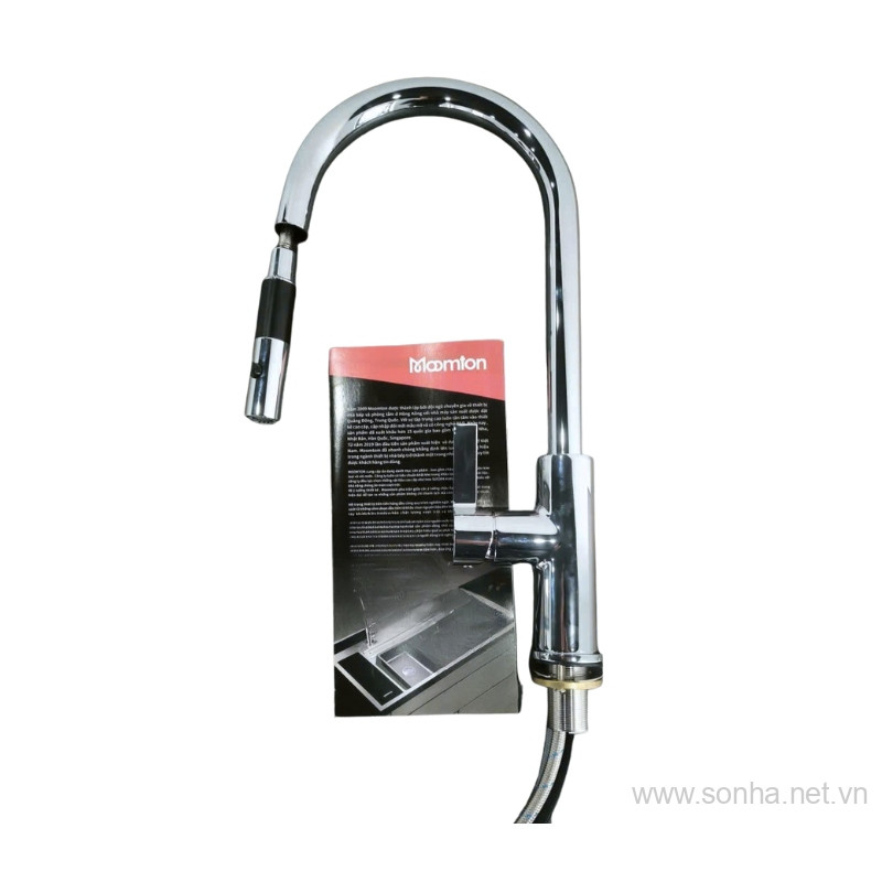 Vòi Rửa Bát Nóng Lạnh Inox,Cần Cứng,Vòi Rút Đầu Tròn Moonton MT291-2HC