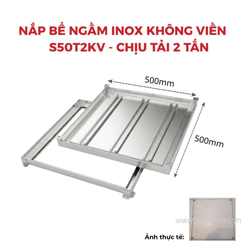 Nắp bể ngầm inox 304 âm sàn không viền Sakura S50T2KV, chịu tải 2 tấn