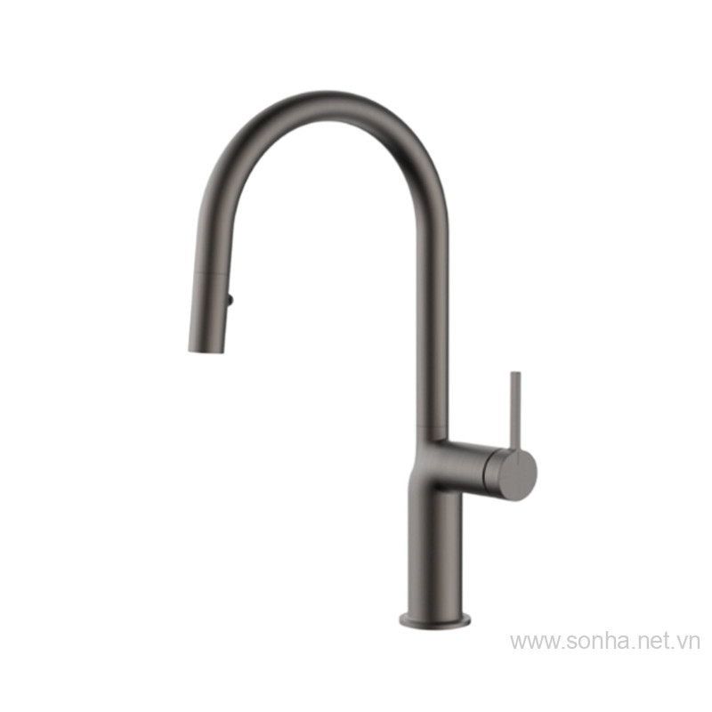 Vòi rửa bát nóng lạnh inox, cần cứng Moonton MT626-3QS màu xám xước
