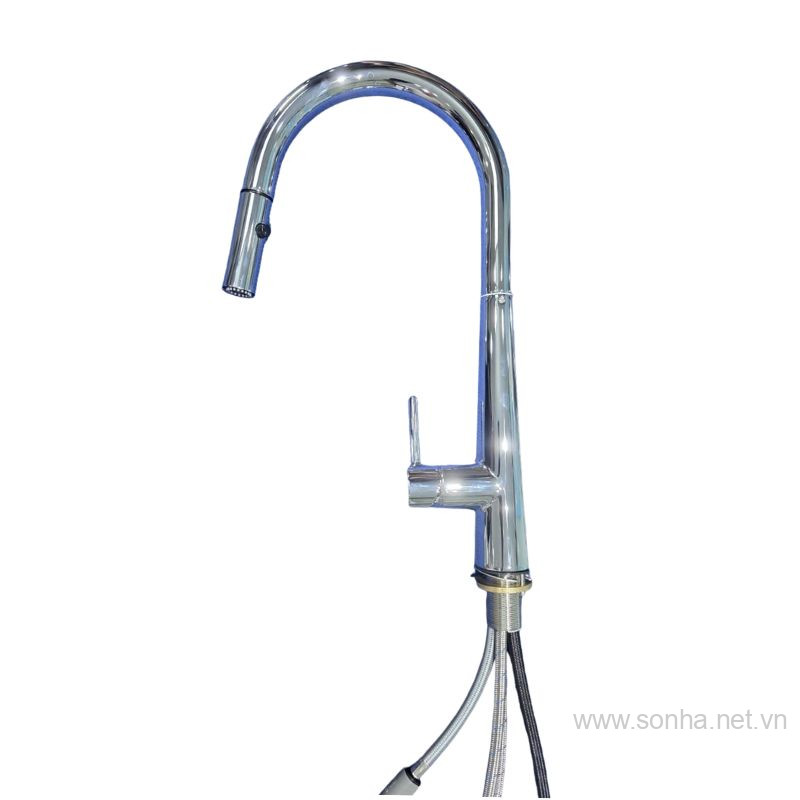Vòi rửa bát nóng lạnh inox, cần cứng Moonton MT628C màu mạ crom