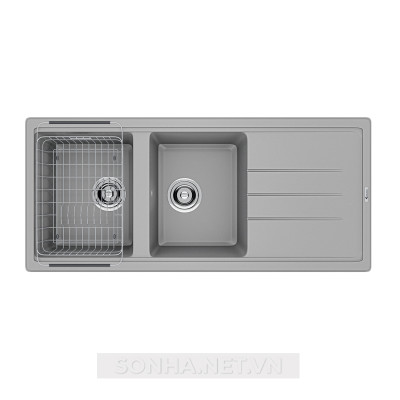  Chậu rửa bát 2 hố, có bàn chờ, đá Granite Konox Sink Phoenix 1160-Grey (1160x500x200mm)