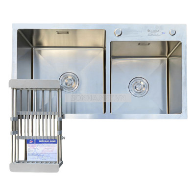 Chậu rửa bát KAGOL K8245-304 Lệch hai hố lệch inox 304 (820x450x240 mm)