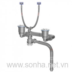 Bộ xi phông, ống xả cứng bồn rửa chén đôi cao cấp thoát nước nhanh, ngăn mùi phi 110 - 110 đầu thoát RO + 2 xả tràn 