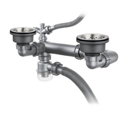  Bộ xi phông, ống xả cứng bồn rửa chén đôi cao cấp thoát nước nhanh, ngăn mùi phi 110 - 140 + đầu thoát RO