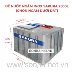 Bể Nước Ngầm Inox Sakura 2500L (Chôn Ngầm Dưới Đất)