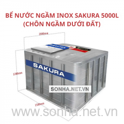 Bể Nước Ngầm Inox Sakura 5000L (Chôn Ngầm Dưới Đất)
